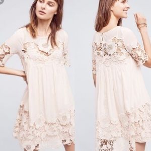 Anthropologie Blush Pink Magnolia Lace Dress